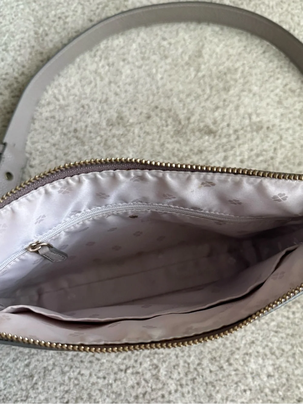 kate spade New York Pebbled Light Blush Leather Shoulder Bag with Gold Logo